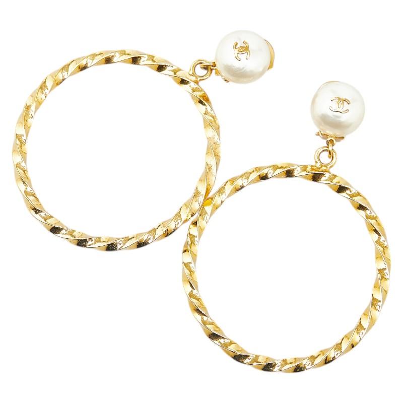 CHANEL シャネル ヴィンテージ ココマーク ビックフープ イヤリング 