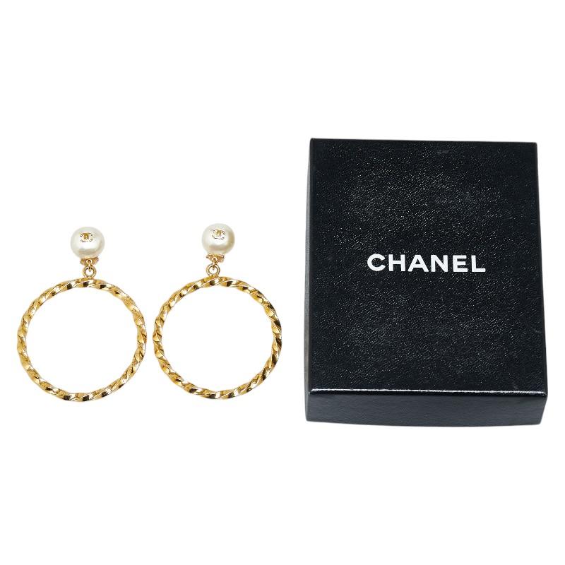 CHANEL シャネル ヴィンテージ ココマーク ビックフープ イヤリング 