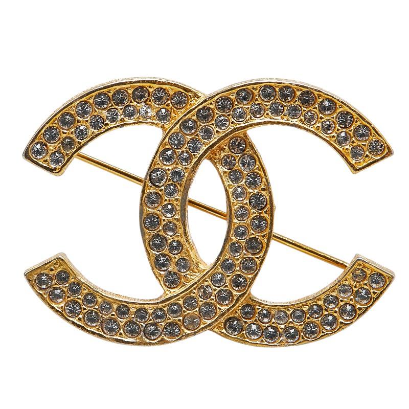 CHANEL シャネル ヴィンテージ ココマーク ラインストーン ブローチ 