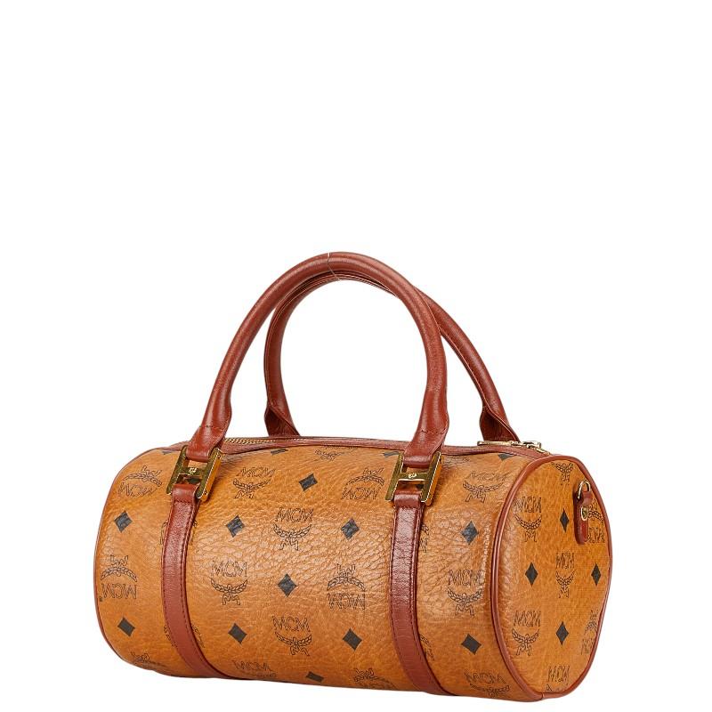 MCM エム シー ロゴグラム ショルダーバッグ ブラウン PVC レザー  