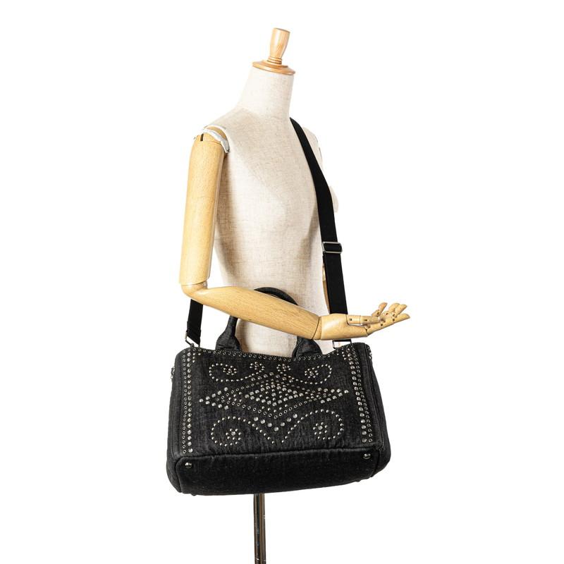 PRADA（プラダ） カナパ スタッズ ビジュー ハンドバッグ ショルダー