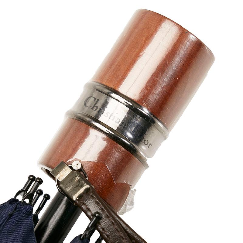 クリスチャンディオール 折りたたみ 雨傘 ネイビー ポリエステル