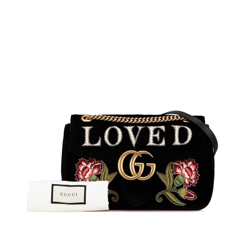 GUCCI（グッチ） GGマーモント ベルベット ミディアム LOVED 刺繍