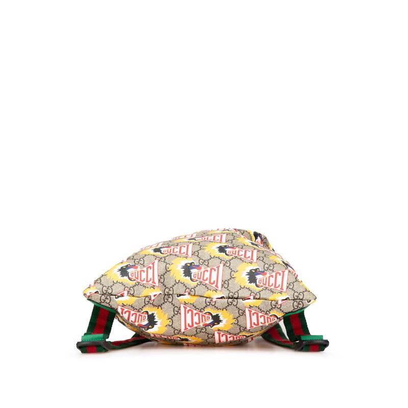 グッチ GGスプリーム チルドレンズ ライオン モチーフ リュック バックパック 550775 ベージュ イエロー PVC レザー GUCCI 【中古】 グッチ GGスプリーム チルドレンズ ライオン モチーフ リュック バック