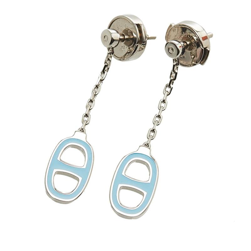 HERMES エルメス シェーヌダンクル チェーン ピアス シルバー ライト