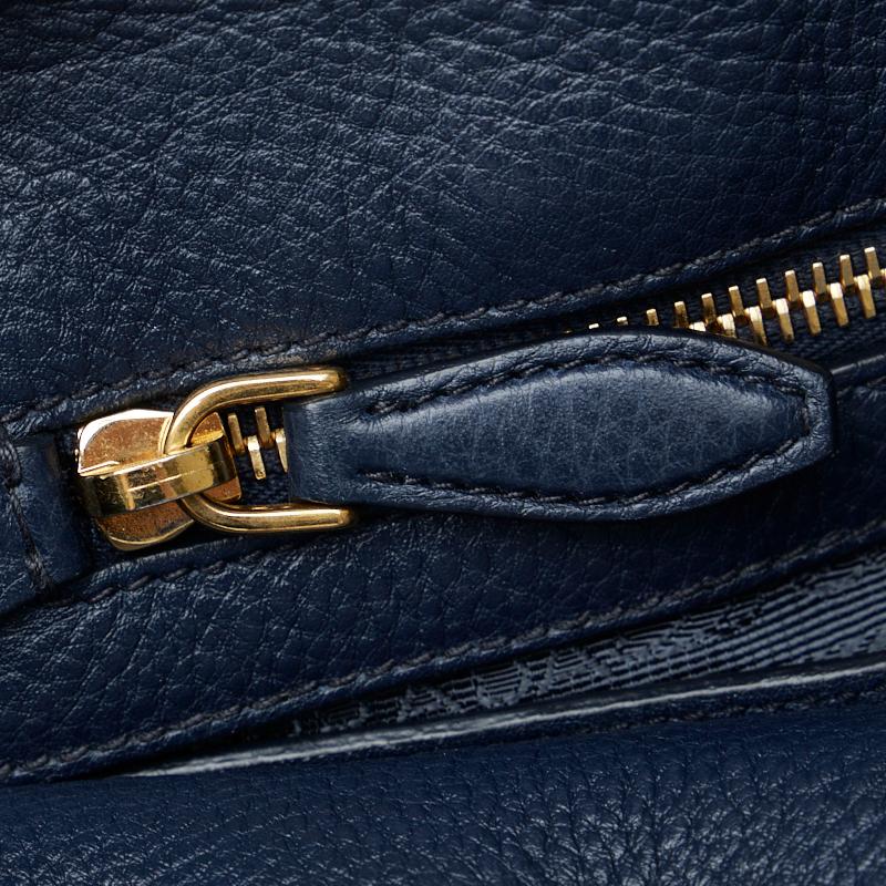 プラダ ハンドバッグ ショルダーバッグ 2WAY 1BA063 ネイビー ゴールド レザー レディース PRADA 【中古】 PRADA（プラダ） ハンドバッグ ショルダーバッグ 2WAY 1BA063 ネイビー