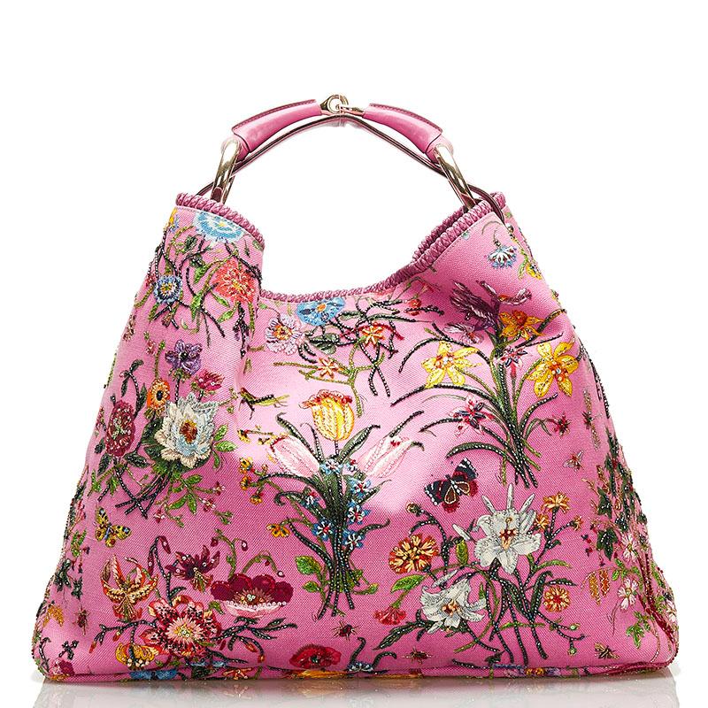 GUCCI グッチ ホースビット フローラ ビーズ ハンドバッグ GUCCI グッチ ホースビット フローラ ビーズ ハンドバッグ