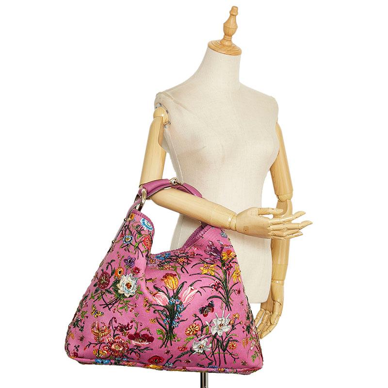 GUCCI グッチ ホースビット フローラ ビーズ ハンドバッグ GUCCI グッチ ホースビット フローラ ビーズ ハンドバッグ