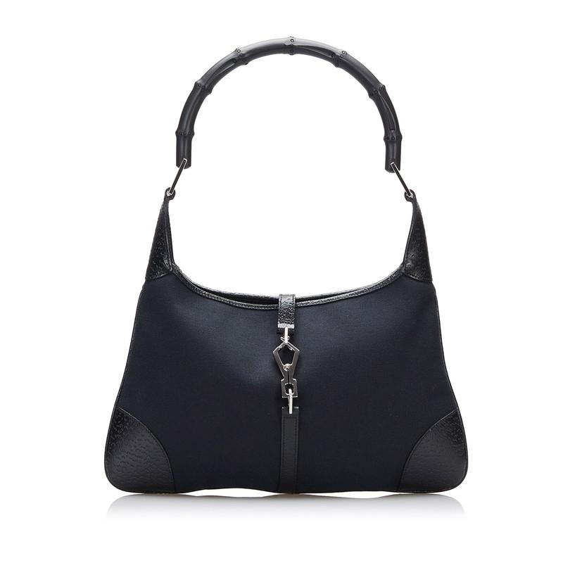 ★最終価格【5od4107】グッチ ハンドバッグ バンブー 001 4060 キャンバス ブラック シルバー金具【中古】レディース GUCCI（グッチ） バンブー ジャッキー ハンドバッグ 001 4060 ブラック