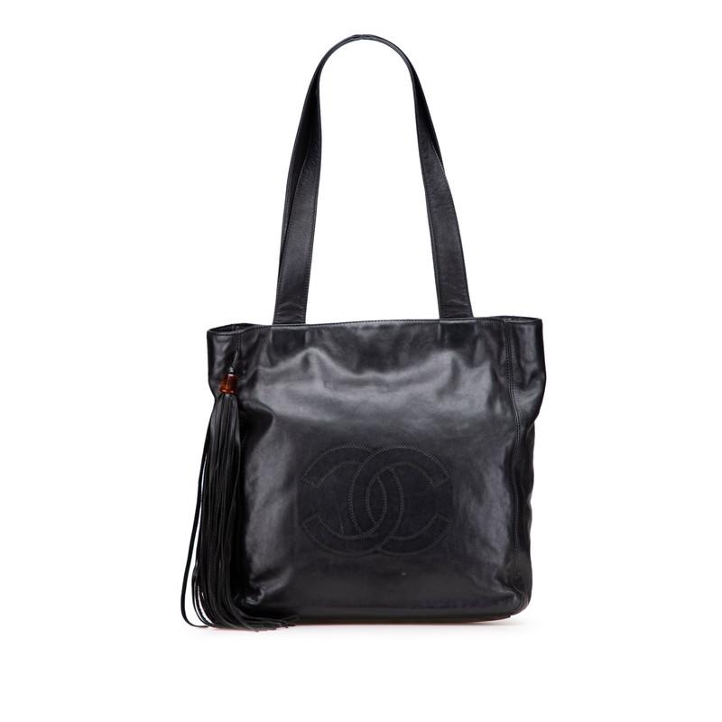 CHANEL シャネル トートバッグ ココマーク ラムスキン ブラック A4対応 CHANEL（シャネル） フリンジ ココマーク トートバッグ ブラック