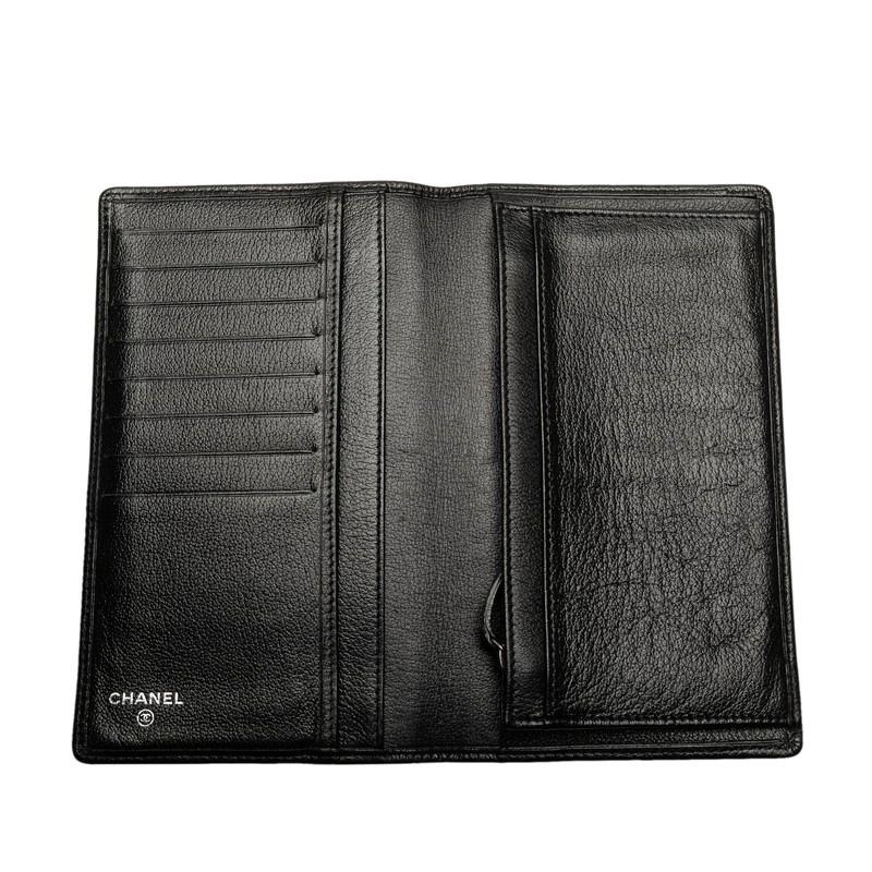 シャネル CHANEL 長財布 ココマーク ジャケットモチーフ シルバー CHANEL（シャネル） ココジャケット モチーフ 長財布 ブラック レザー