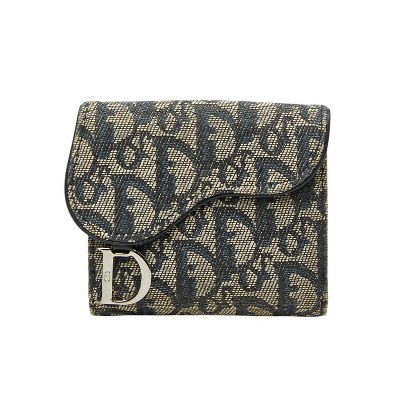 Dior ディオール 2つ折り財布 トロッター柄 オブリーク ネイビー. ディオール トロッター オブリーク サドル 二つ折り財布 ネイビー