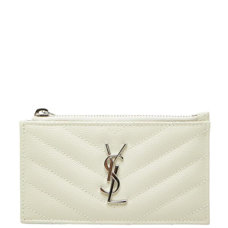 未使用品　SAINT LAURENT 名刺入れ　レザー　ロゴグラム　アイボリー系 ASUS（エイスース） サンローラン カサンドラ YSLロゴ フラグメント