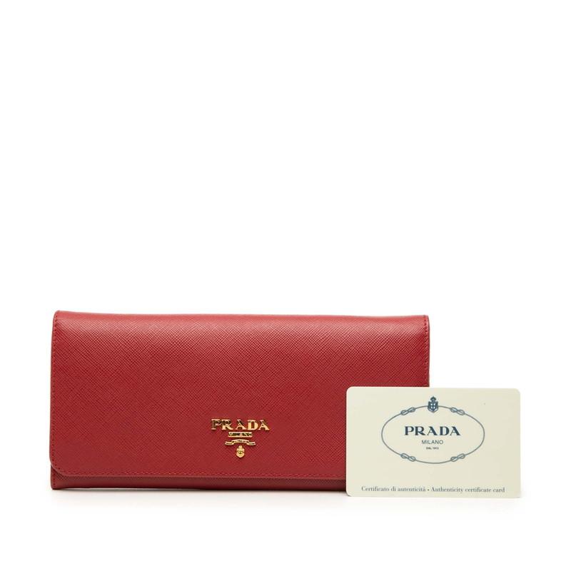 PRADA（プラダ） ロゴ 長財布 1M1132 レッド サフィアーノレザー 