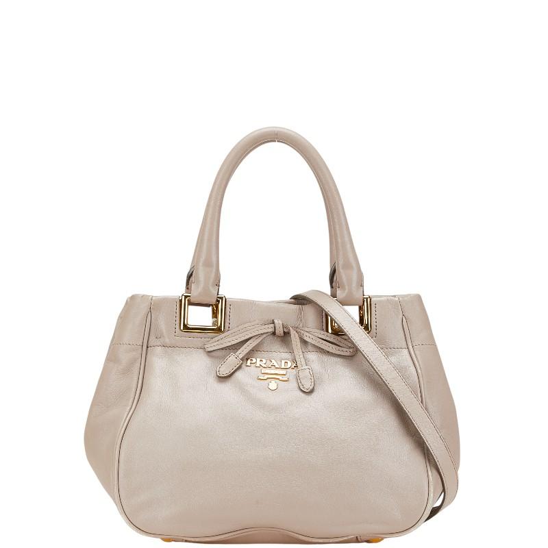 PRADA ベージュ レザー ハンドバッグ PRADA ベージュ レザー ハンドバッグ