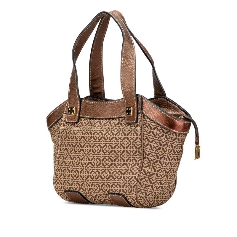 ロエベ ニューロードライン ハンドバッグ ベージュ ブラウン キャンバス レザー レディース LOEWE 【中古】_1