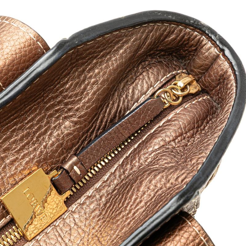 ロエベ ニューロードライン ハンドバッグ ベージュ ブラウン キャンバス レザー レディース LOEWE 【中古】_4