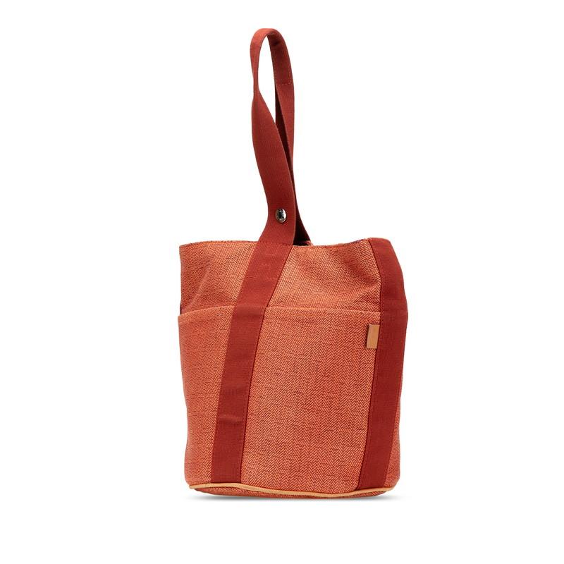 HERMES（エルメス） サクソーMM ハンドバッグ オレンジ トワルアッシュ 