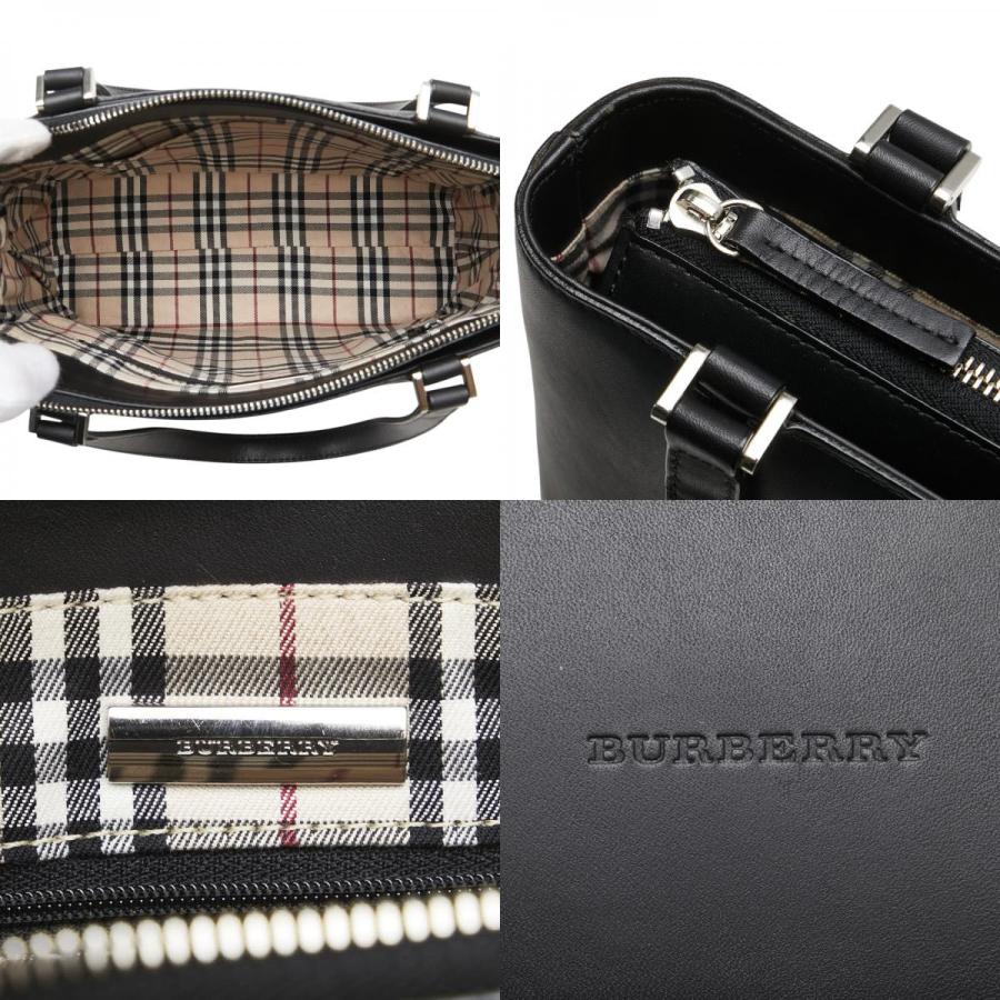 BURBERRY（バーバリー） ノバチェック ロゴ ハンドバッグ ブラック
