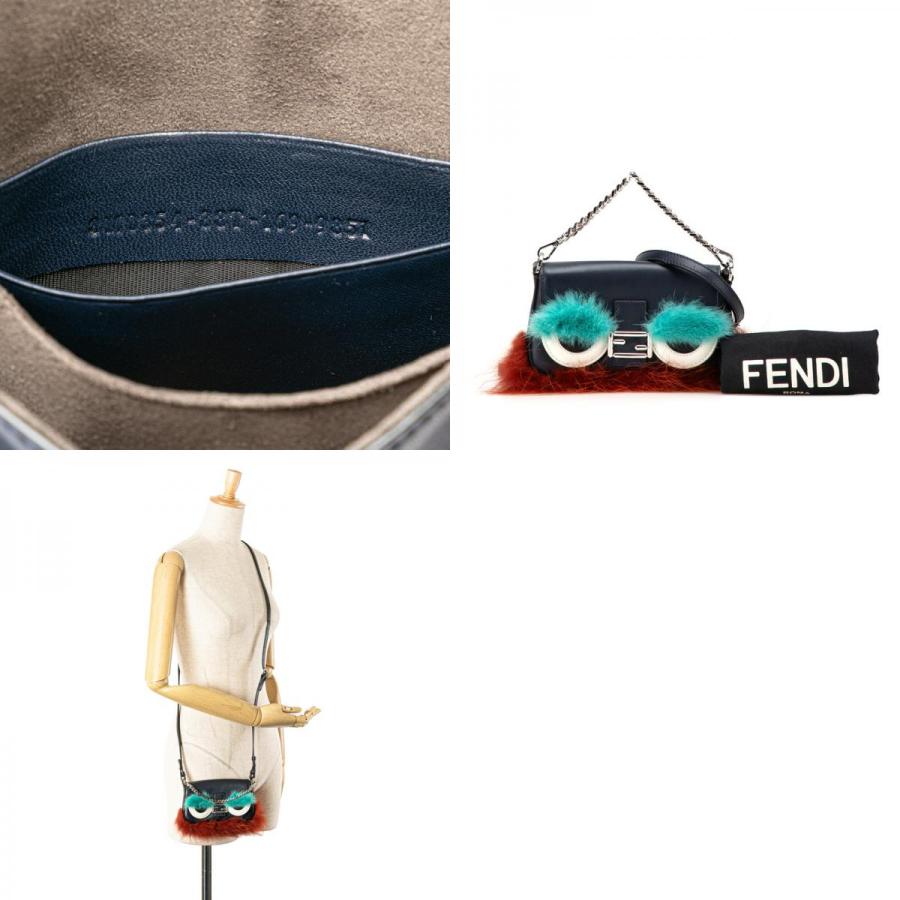 フェンディ バッグバグズ モンスター マイクロバケット ハンドバッグ ショルダーバッグ 2WAY 8M0354 ブラック ブルー FENDI 【中古】 FENDI（フェンディ） バッグバグズ モンスター マイクロバケット