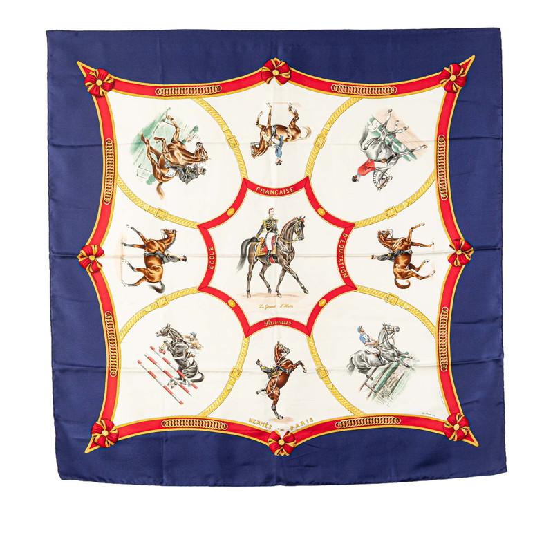 エルメス(HERMES)カレ90フランス国立乗馬学校　スカーフ　美品 HERMES エルメス スカーフ カレ90 『ECOLE FRANCAISE D