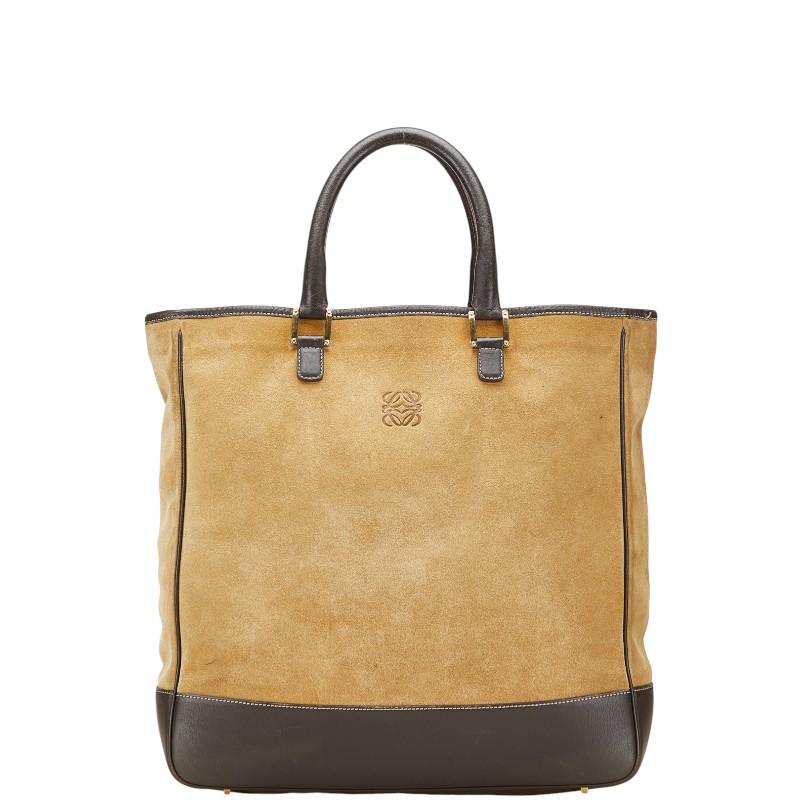 ⭐️極美品⭐️LOEWEロエベ アナグラム スェード レザー ハンド トート バッグ LOEWE ロエベ アナグラム トートバッグ ベージュ ブラウン