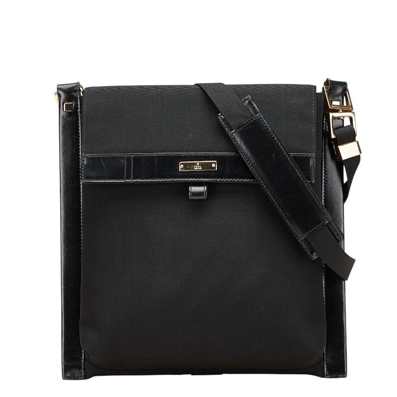グッチ 斜め掛け ショルダーバッグ 019 0424 ブラック レザー ナイロンキャンバス レディース GUCCI 【中古】 GUCCI（グッチ） 斜め掛け ショルダーバッグ 019 0424 ブラック レザー