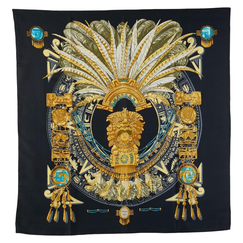 HERMES（エルメス） カレ90 大仏 仏像 カーニバル スカーフ ブラック