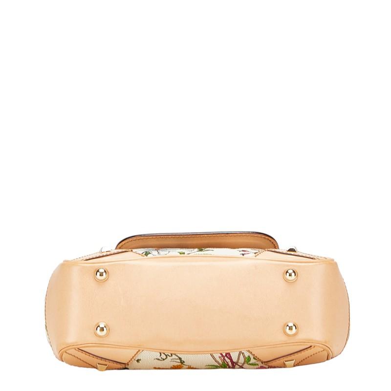 GUCCI（グッチ） バンブー 花 蝶 ハンドバッグ 137368 ベージュ マルチ
