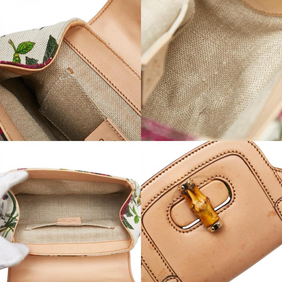 GUCCI（グッチ） バンブー 花 蝶 ハンドバッグ 137368 ベージュ マルチ