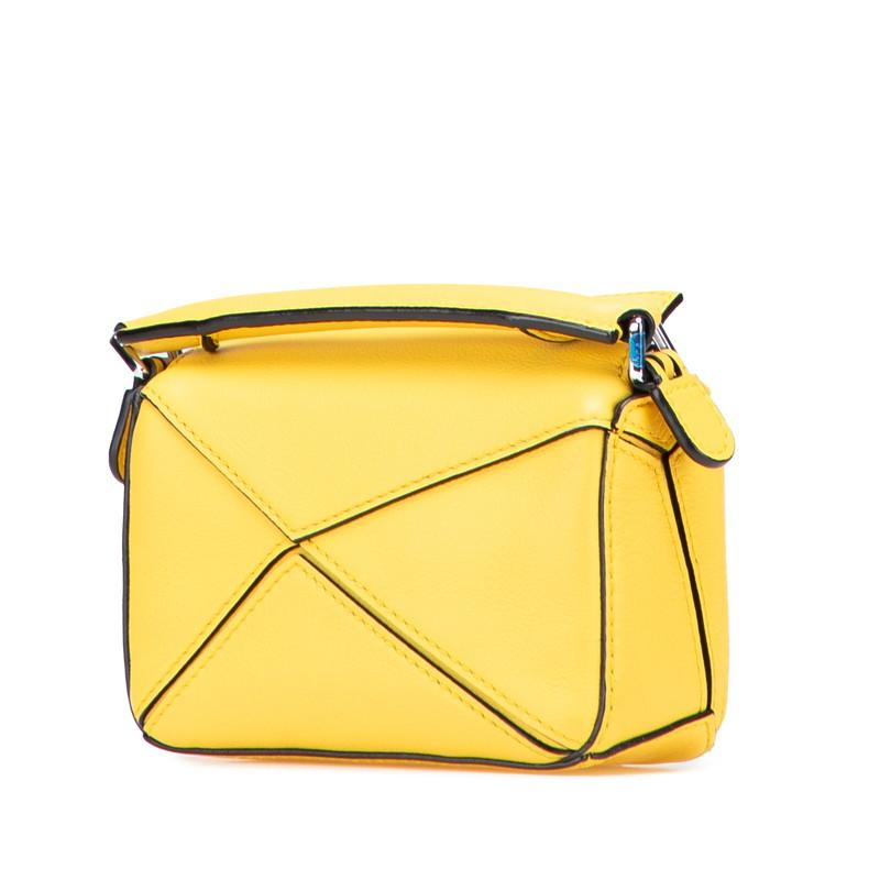 ロエベ パズルバッグ ナノ ハンドバッグ チェーン ショルダーバッグ 2WAY イエロー レザー レディース LOEWE 【中古】 LOEWE（ロエベ） パズルバッグ ナノ ハンドバッグ チェーン ショルダー