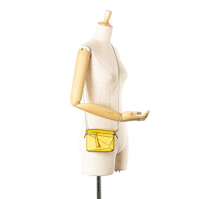 ロエベ パズルバッグ ナノ ハンドバッグ チェーン ショルダーバッグ 2WAY イエロー レザー レディース LOEWE 【中古】 LOEWE（ロエベ） パズルバッグ ナノ ハンドバッグ チェーン ショルダー
