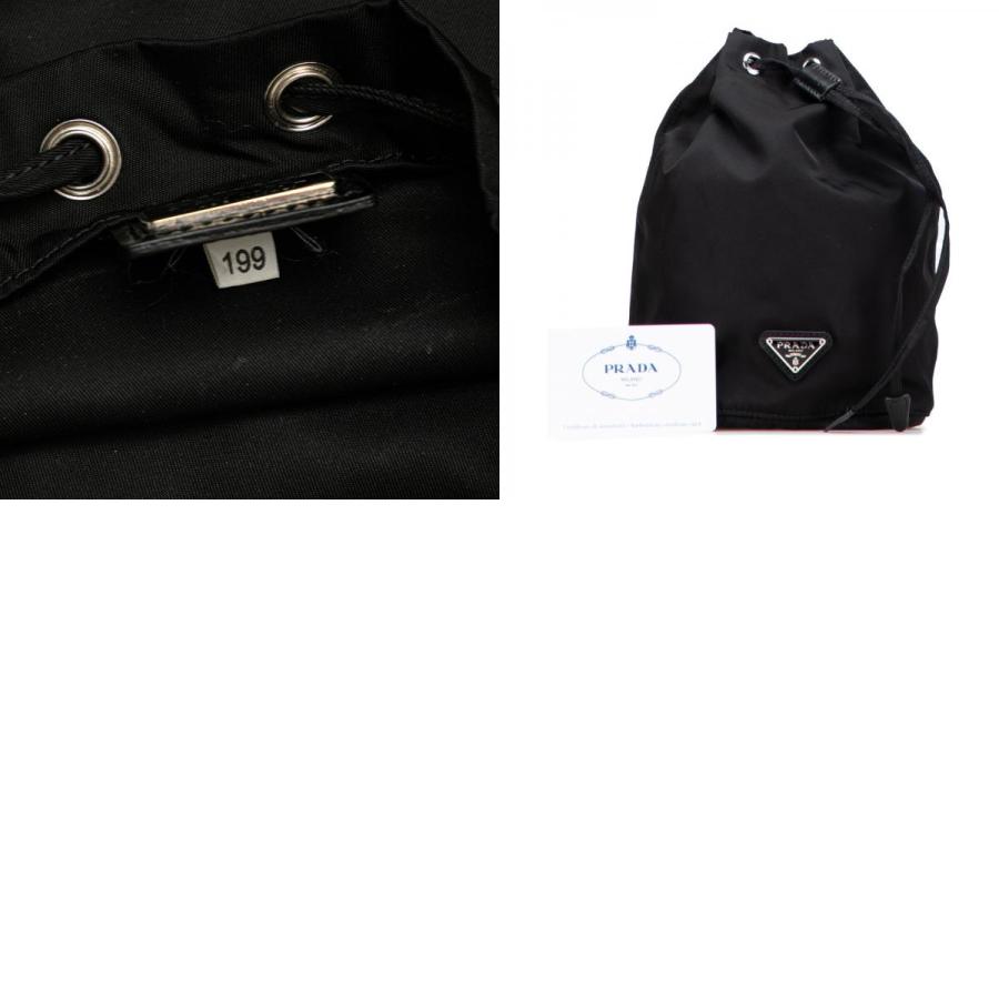 プラダ 三角ロゴプレート ナイロンポーチ ブラック 中古品 (23084) プラダ 三角ロゴプレート ナイロンポーチ ブラック 中古品