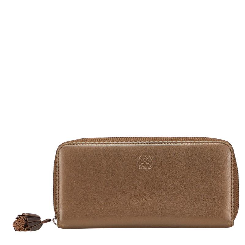 LOEWE（ロエベ） アナグラム ラウンドファスナー 長財布 ブラウン