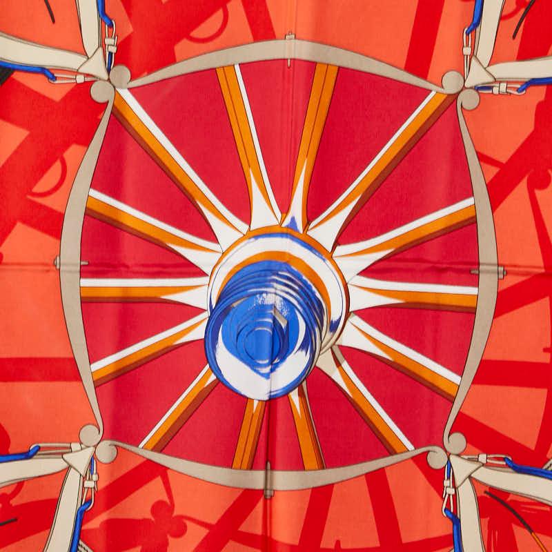 HERMES エルメス カレ90 En Roue Libre 自由への車輪 スカーフ レッド