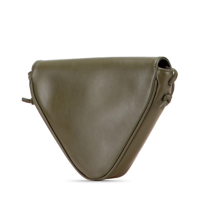 セリーヌ ロゴ トライアングル ショルダーバッグ カーキ レザー レディース CELINE 【中古】
