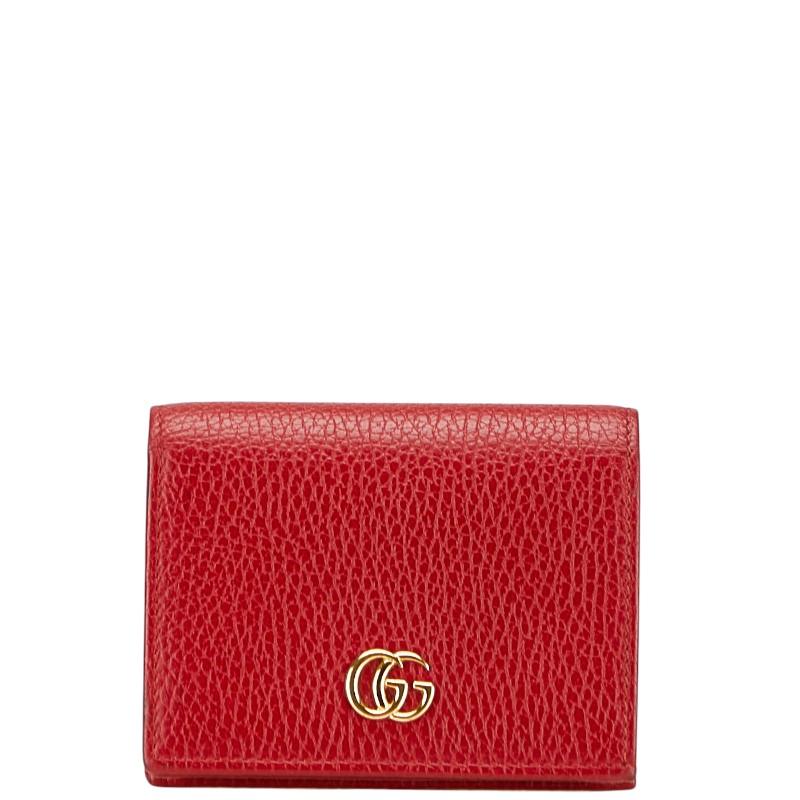 GUCCI グッチ ダブルG 二つ折り財布 456126 レッド レザー レディース  