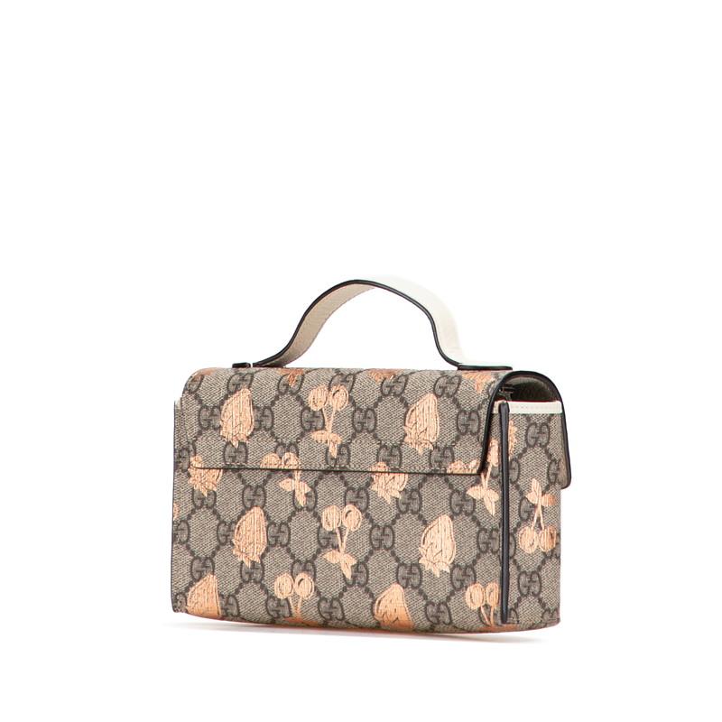 グッチ GGスプリーム パドロック ベリー プリント ミニ ショルダーバッグ ハンドバッグ 2WAY 652683 ベージュ PVC レザー GUCCI 【中古】
