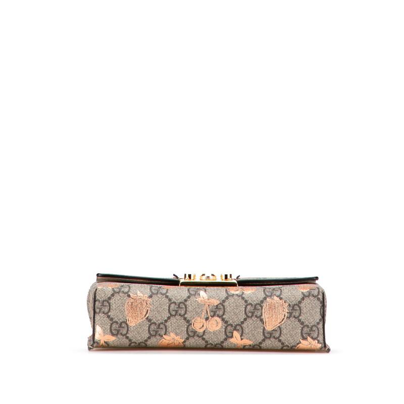 グッチ GGスプリーム パドロック ベリー プリント ミニ ショルダーバッグ ハンドバッグ 2WAY 652683 ベージュ PVC レザー GUCCI 【中古】