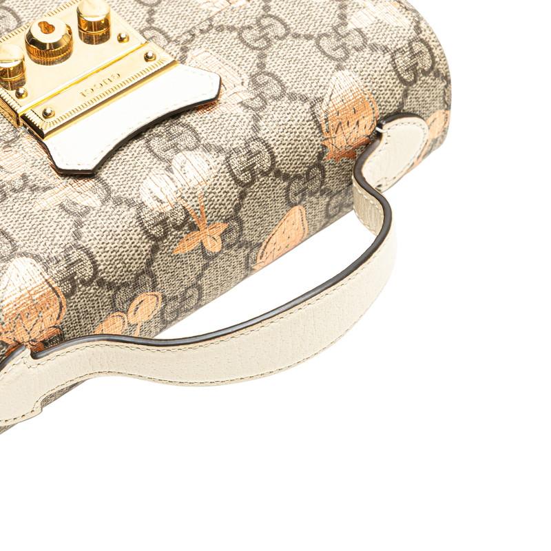 グッチ GGスプリーム パドロック ベリー プリント ミニ ショルダーバッグ ハンドバッグ 2WAY 652683 ベージュ PVC レザー GUCCI 【中古】