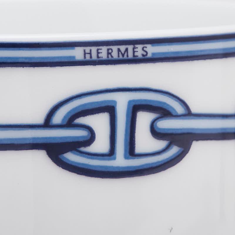 HERMES エルメス シェーヌダンクル マグカップ ホワイト ブルー 陶器  