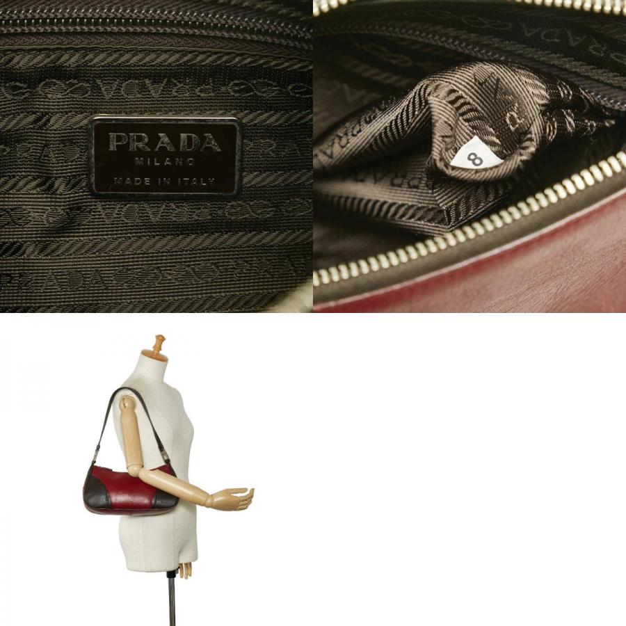 PRADA プラダ ロゴ ワンショルダーバッグ レッド ブラウン PRADA プラダ ロゴ ワンショルダーバッグ レッド ブラウン