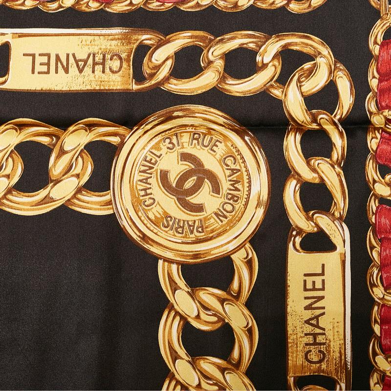 CHANEL（シャネル） ゴールド チェーン ココマーク スカーフ ブラック