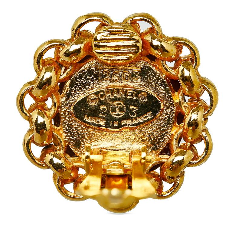 CHANEL シャネル ラインストーン ココマーク イヤリング ゴールド 