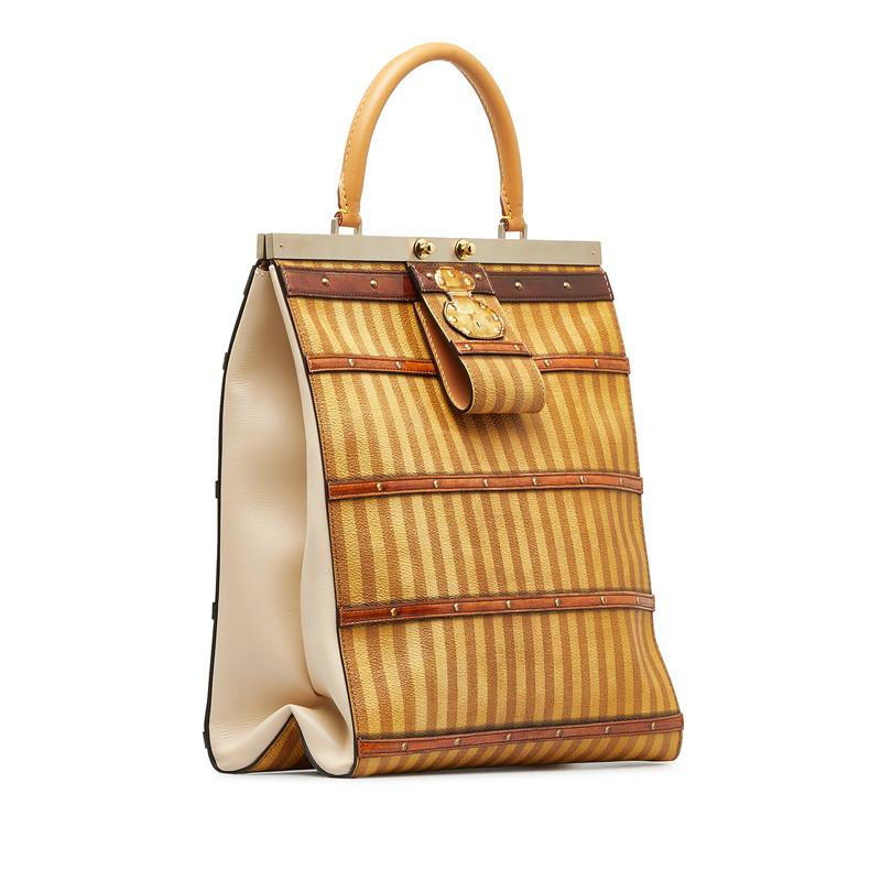 ルイ ヴィトン クラウンフレームGM トランク柄 伊勢丹限定 ハンドバッグ ショルダーバッグ 2WAY M52744 ブラウン PVC レザー   【中古】 LOUIS VUITTON（ルイ・ヴィトン） ルイ ヴィトン クラウンフレームGM