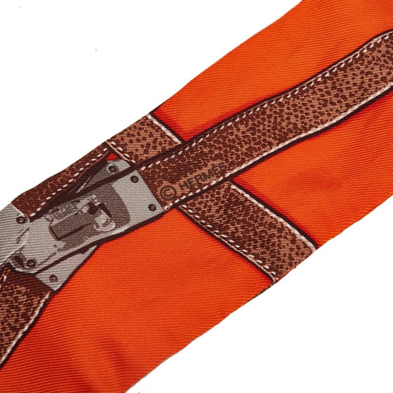 エルメス ツイリー TRES KELLY ケリー ベルト スカーフ オレンジ ブラウン シルク レディース HERMES 【中古】