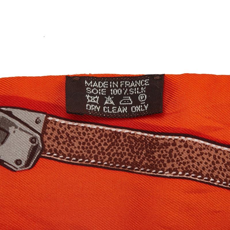 エルメス ツイリー TRES KELLY ケリー ベルト スカーフ オレンジ ブラウン シルク レディース HERMES 【中古】