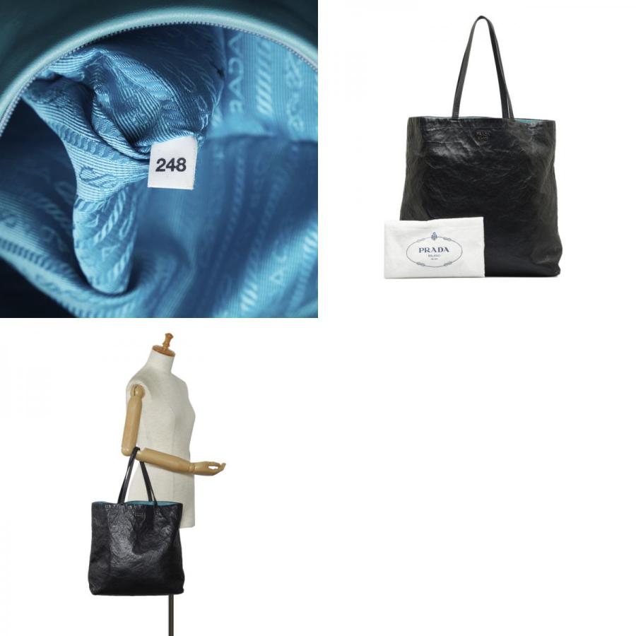 未使用級 PRADA プラダ リバーシブル トートバッグ PRADA（プラダ） リバーシブル トートバッグ ブラック エメラルド