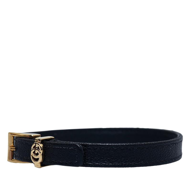GUCCI グッチ ダブルG ブレスレット ブラック ゴールド レザー GUCCI グッチ ダブルG ブレスレット ブラック ゴールド レザー