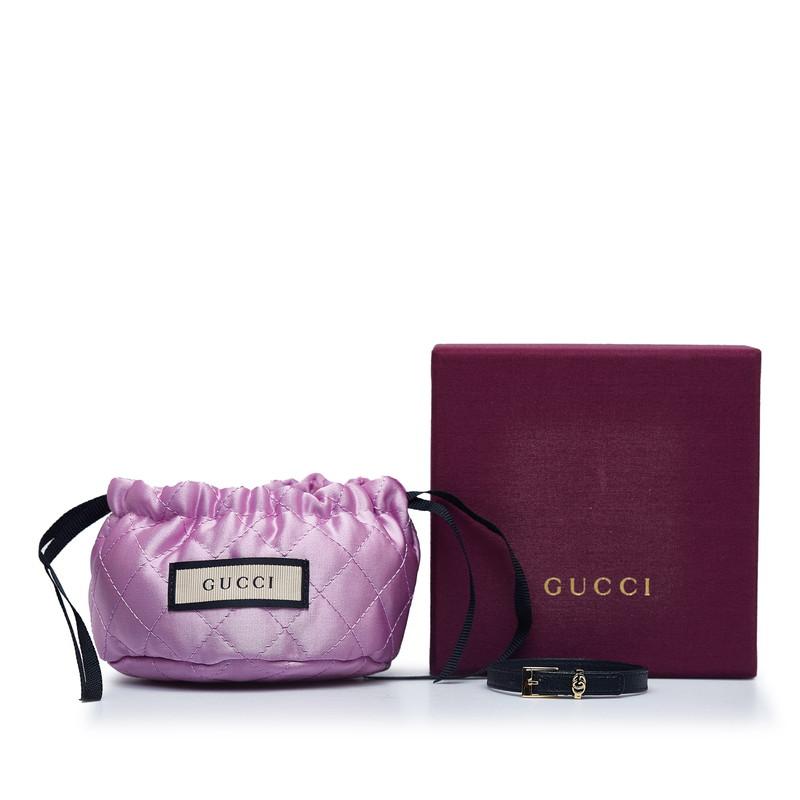 GUCCI グッチ ダブルG ブレスレット ブラック ゴールド レザー GUCCI グッチ ダブルG ブレスレット ブラック ゴールド レザー